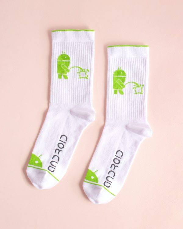 Носки из высококачественного хлопка с оригинальным принтом "Android" Белые 36-40 - Носки с принтами от Maybel