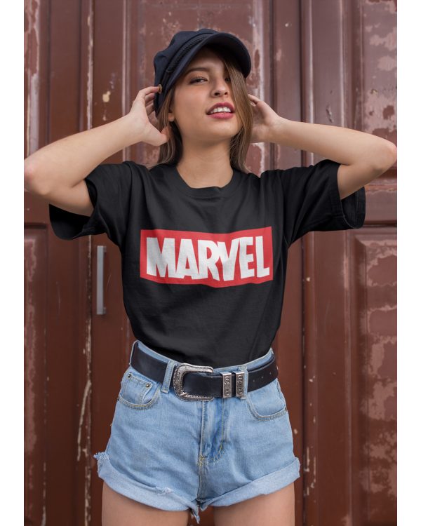 Футболка женская чёрная с принтом "Marvel" S - Женские футболки от Maybel