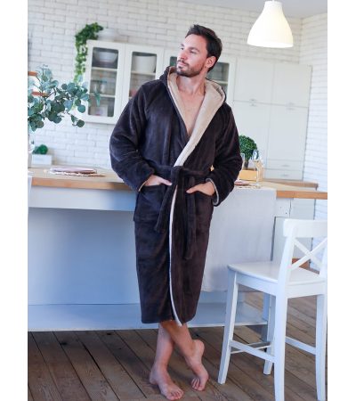 Халат мужской махровый Шоколадный/Капучино 3XL