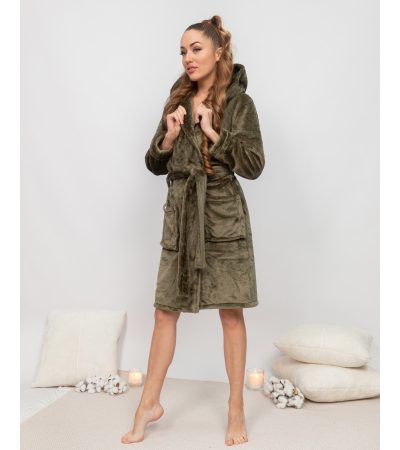Халат женский махровый короткий Хаки XL