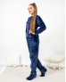 Махрова піжама жіноча. Кофта вільного крою, рукав укорочений. Штани середньої посадки. На широкому п.. Піжама жіноча костюм домашній махровий жіночий кофта зі штанами Темно-Синій S - Піжами від Maybel