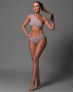 Купальник раздельный женский рубчик топ на одно плече с высокими плавками Серый S - Раздельные купальники от Maybel